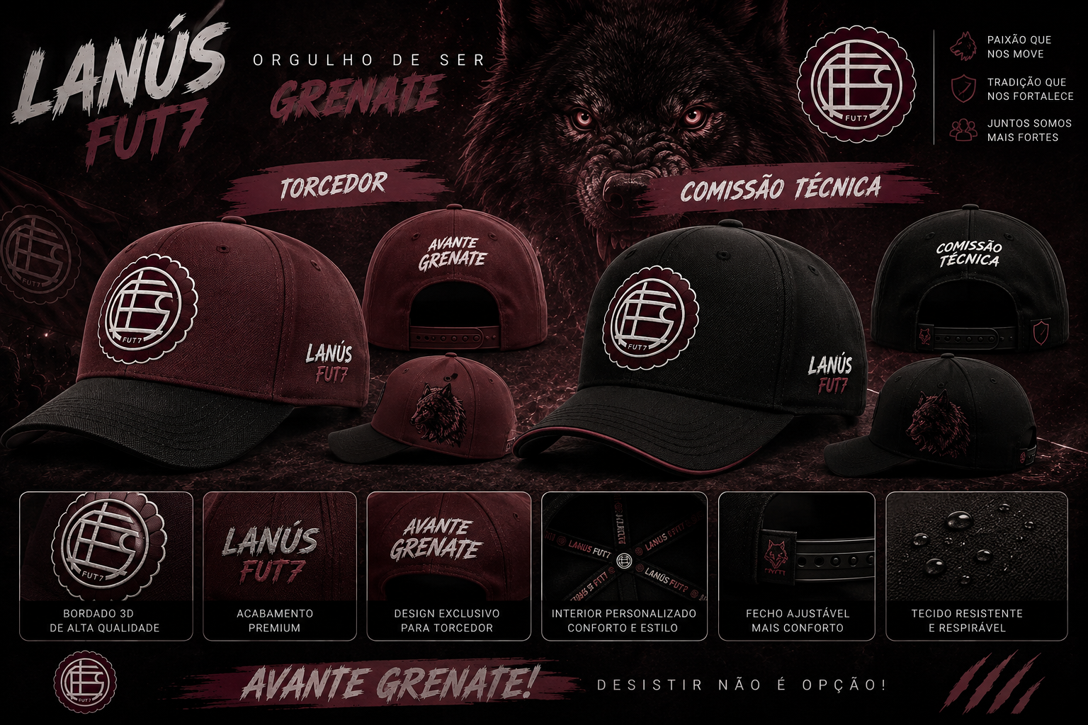 Bonés personalizados Lanús Fut7